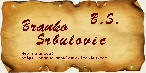 Branko Srbulović vizit kartica